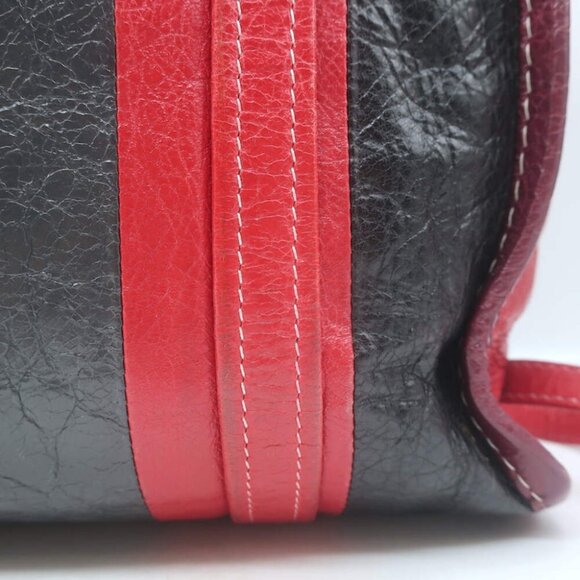 Balenciaga Bazar S Shopper Tote Red/Multi Striped Leather Crossbody Bag - Picture 9 of 15
